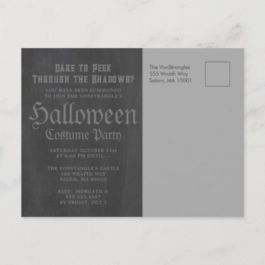 Invitation d'Halloween à l'œil de sorcière effraya (Dos)