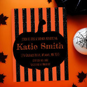 Invitation d'Halloween à rayures orange et noire
