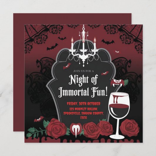 Invitation d'Halloween à thème vampire (Devant / Derrière)