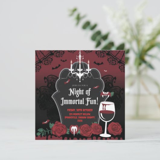 Invitation d'Halloween à thème vampire (Debout devant)