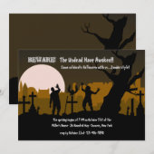 Invitation d'Halloween aux zombies du cimetière (Devant / Derrière)