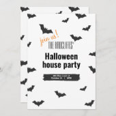 Invitation d'Halloween avec chauves-souris (Devant / Derrière)