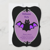 Invitation d'Halloween avec chauves-souris moderne (Devant)