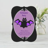 Invitation d'Halloween avec chauves-souris moderne (Debout devant)