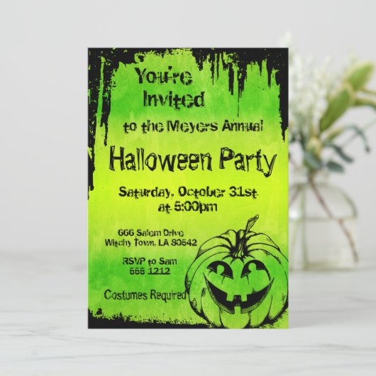 Invitation d'Halloween avec Citrouille (Debout devant)
