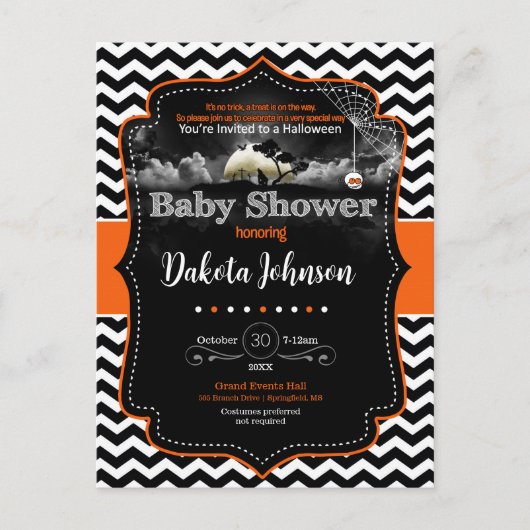Invitation d'Halloween Baby shower Chevron (Devant)