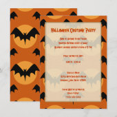 Invitation d'Halloween Bats orange et noirs (Devant / Derrière)