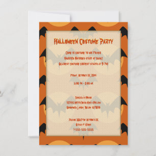 Invitation d'Halloween Bats orange et noirs
