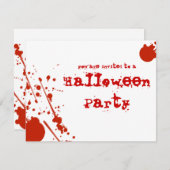 Invitation d'Halloween blanc éclaboussé de sang d' (Devant / Derrière)