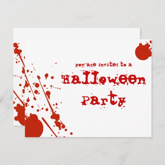 Invitation d'Halloween blanc éclaboussé de sang d' (Devant / Derrière)