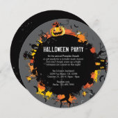 Invitation d'Halloween circulaire éffrayante (Devant / Derrière)