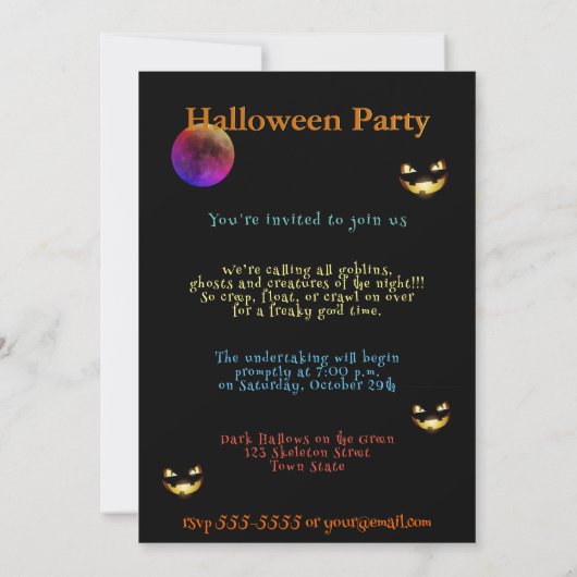 Invitation d'Halloween Citrouilles heureux (Dos)