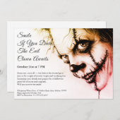 Invitation d'Halloween Clown - Sinister Smile (Devant / Derrière)
