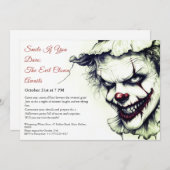 Invitation d'Halloween Clown - Sinister Smile (Devant / Derrière)