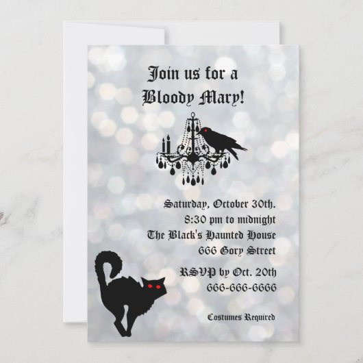 Invitation d'Halloween Damask et Sparkly Silver (Devant)