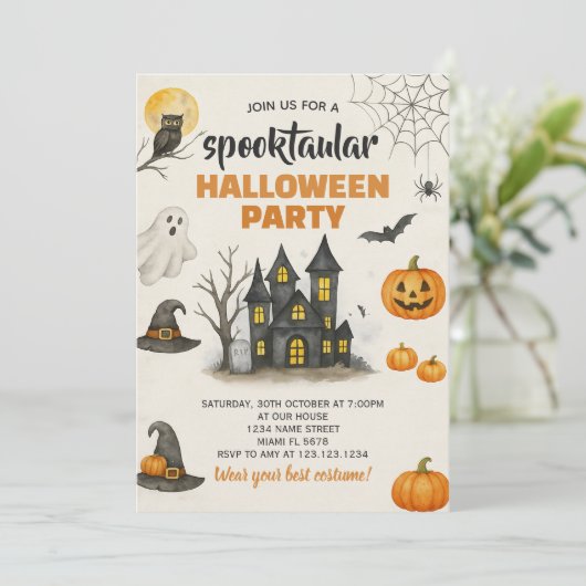 Invitation d'Halloween d'automne modifiable (Debout devant)