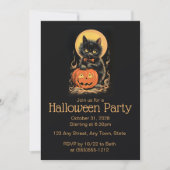 Invitation d'Halloween de chat orange et noir (Devant)
