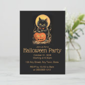 Invitation d'Halloween de chat orange et noir (Debout devant)