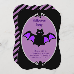 Invitation d'Halloween de chauves-souris modernes