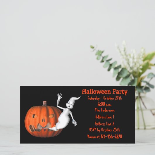 Invitation d'Halloween de Jack-o'-lantern mignonne (Debout devant)