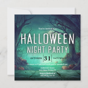 Invitation d'Halloween de la forêt verte éffrayant