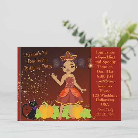 Invitation d'Halloween de la princesse noire afro- (Debout devant)