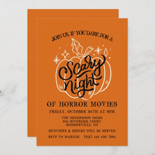 Invitation d'Halloween de nuit effrayant (Devant / Derrière)