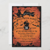 Invitation d'Halloween de sorcière et de chauves-s (Devant)
