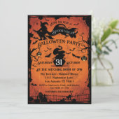 Invitation d'Halloween de sorcière et de chauves-s (Debout devant)