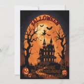 Invitation d'Halloween déplaisant avec une demeure (Devant)