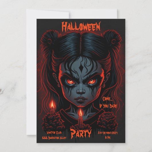 Invitation d'Halloween - Déplaisante fille (Devant)