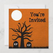 Invitation d'Halloween du cimetière effrayant, ora (Devant)