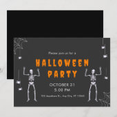 Invitation d'Halloween en orange noir (Devant / Derrière)