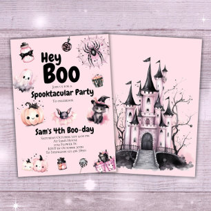 Invitation d'Halloween Enfants mignonne rose fête 