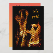 Invitation d'Halloween Flames dansantes (Devant / Derrière)