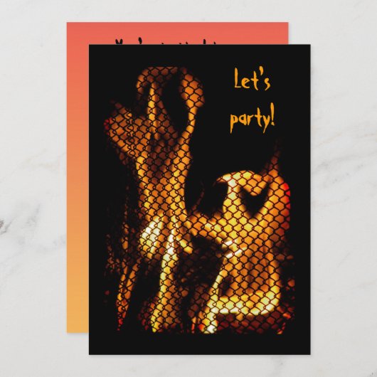 Invitation d'Halloween Flames dansantes (Devant / Derrière)