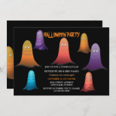 Invitation d'Halloween Ghosts colorée (Devant / Derrière)