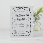 Invitation d'Halloween gris noir et clair (Debout devant)