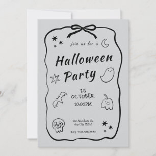 Invitation d'Halloween gris noir et clair
