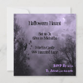 Invitation d'Halloween Hantée violette (Dos)