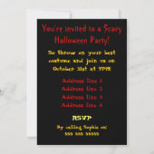 Invitation d'Halloween Jack-o'-lantern (Dos)