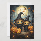 Invitation d'Halloween jeunes sorciers Citrouilles (Devant)