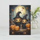 Invitation d'Halloween jeunes sorciers Citrouilles (Debout devant)