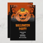Invitation d'Halloween modifiable, fête d'Hallowee (Devant / Derrière)