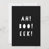 Invitation d'Halloween monochrome | AH BOO EEK ! (Devant)
