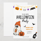 Invitation d'Halloween noir et orange (Devant / Derrière)