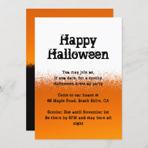 Invitation d'Halloween orange noir et blanc