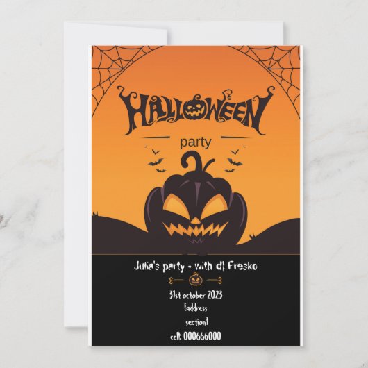 Invitation d'halloween personnalisée pour la fête  (Devant)