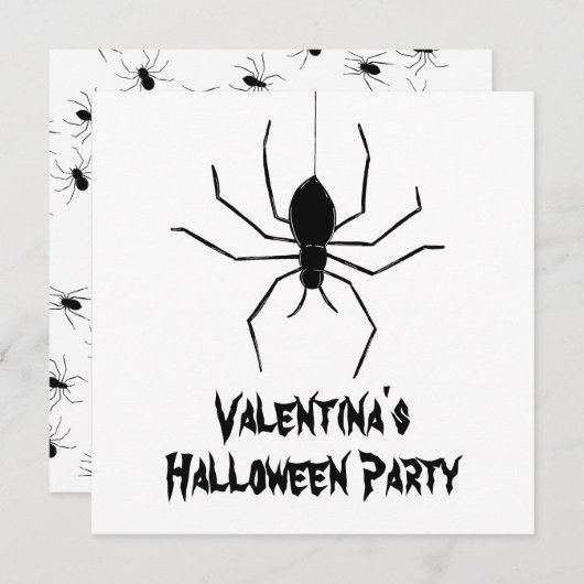 Invitation d'Halloween pour araignées Déplaisantes (Devant / Derrière)