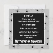 Invitation d'Halloween pour araignées Déplaisantes (Dos)
